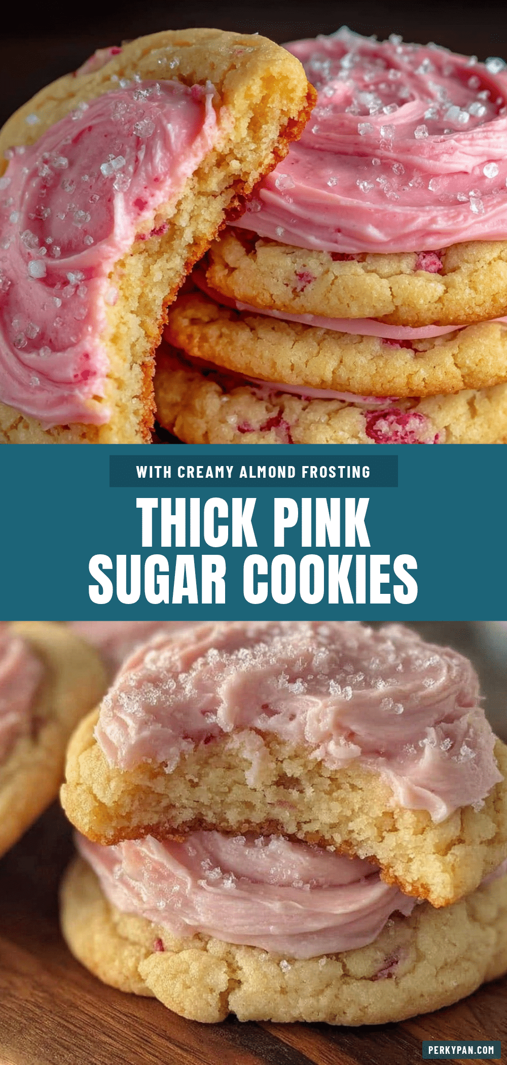 creamy homemade crumbl-style thick pink sugar cookies recipe