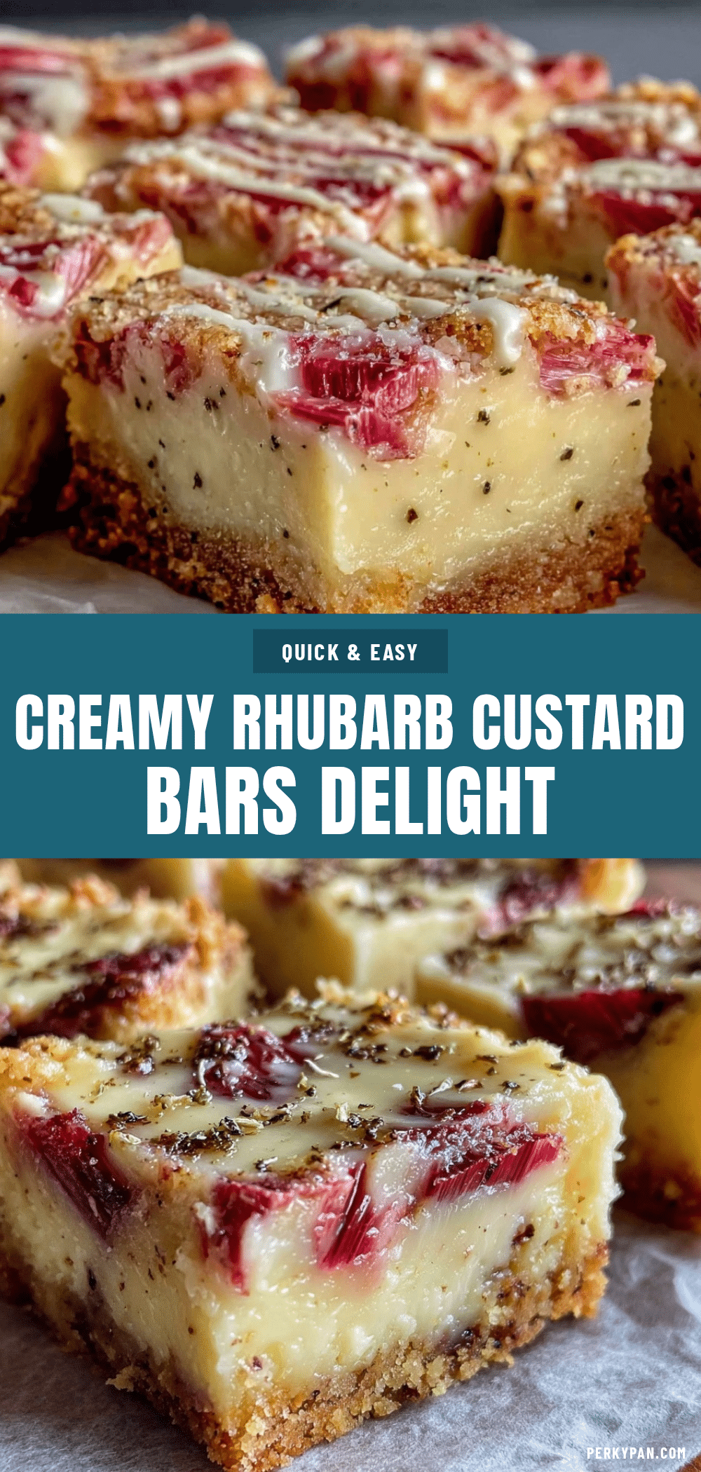 creamy rhubarb custard bars recipe