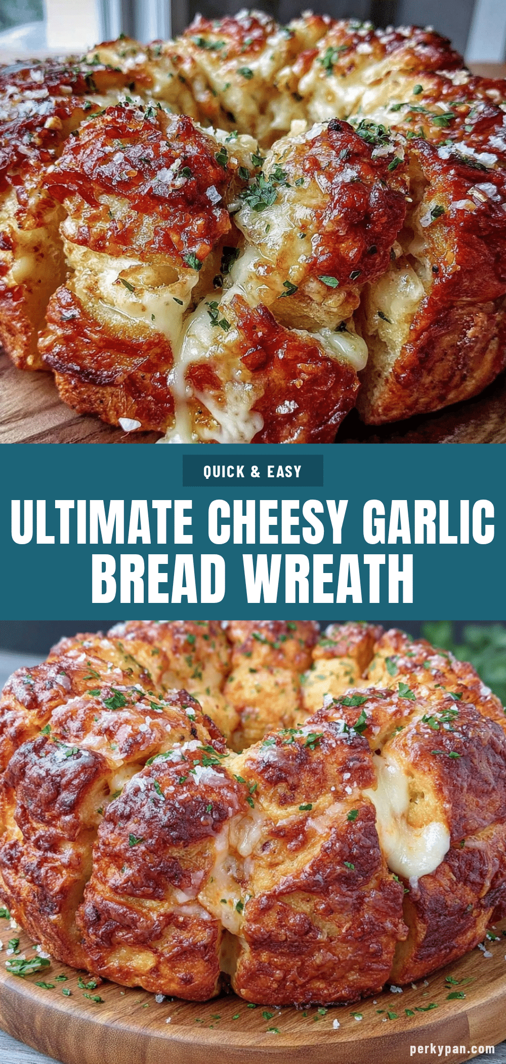 crispy pull-apart cheesy garlic bread wreath recipe