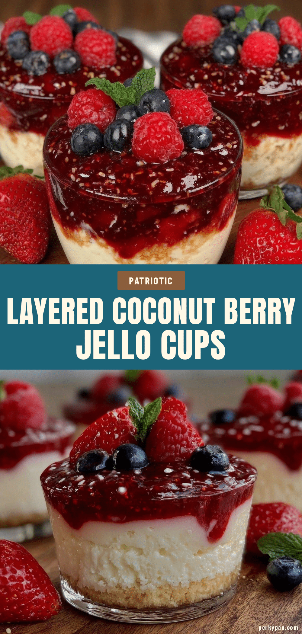 Fresh Layered Coconut and Berry Jello Cups recipe