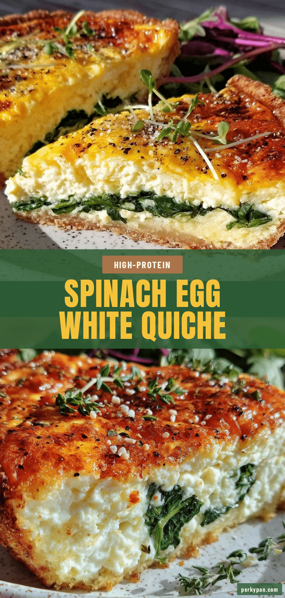 healthy high-protein spinach egg white quiche recipe