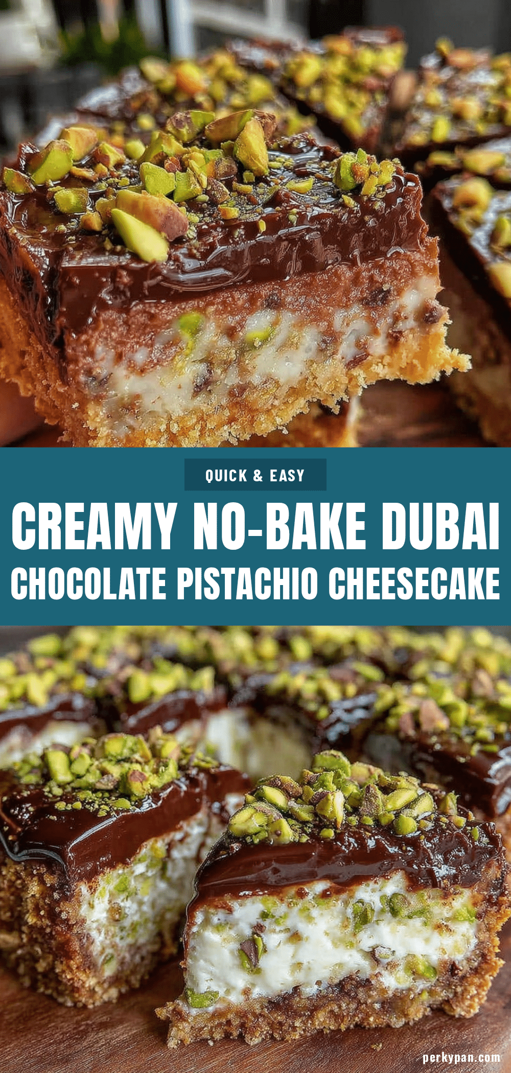 no-bake Dubai chocolate pistachio cheesecake recipe