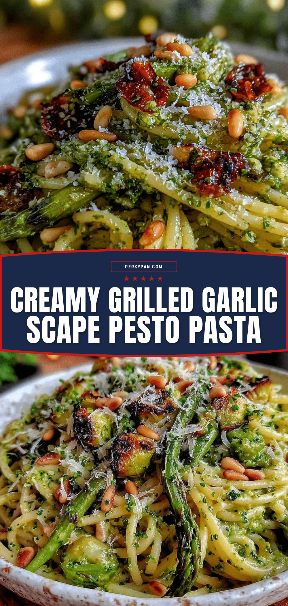 creamy grilled garlic scape pesto pasta recipe
