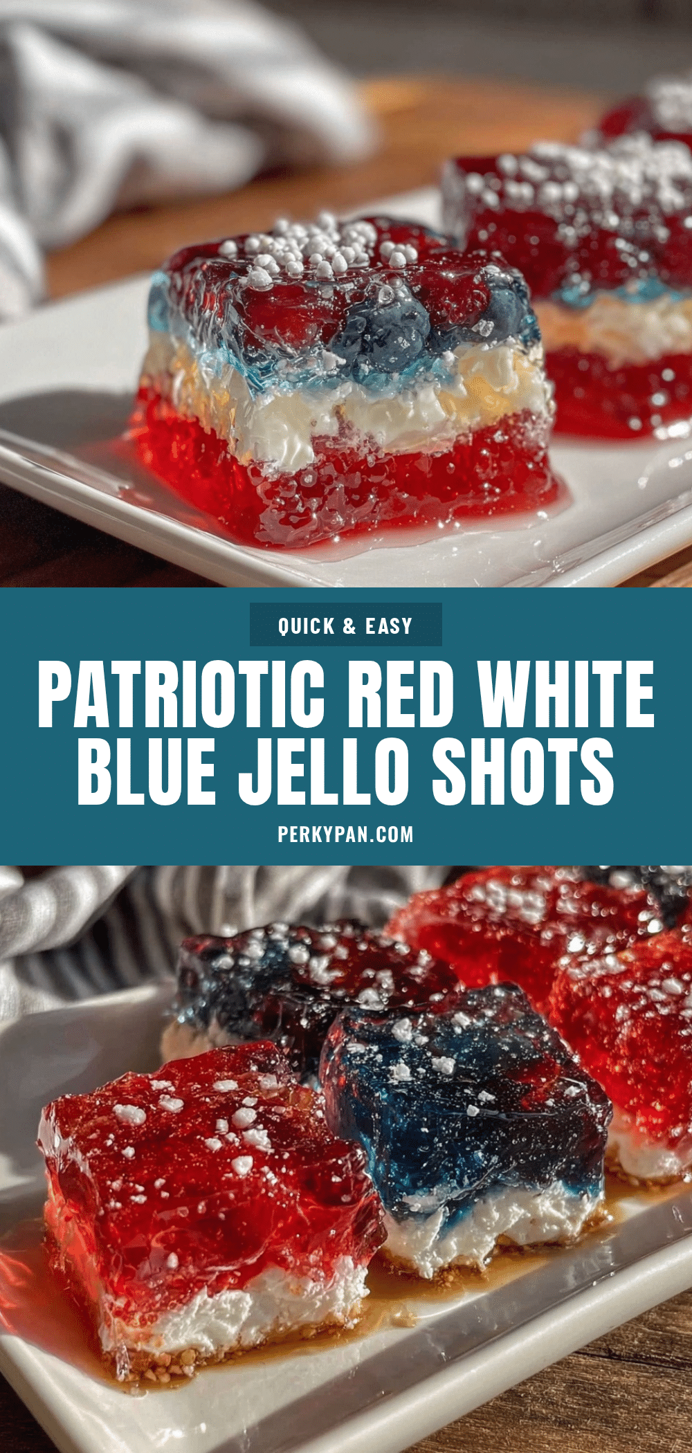 Festive Red White Blue Layered Jello Shots recipe