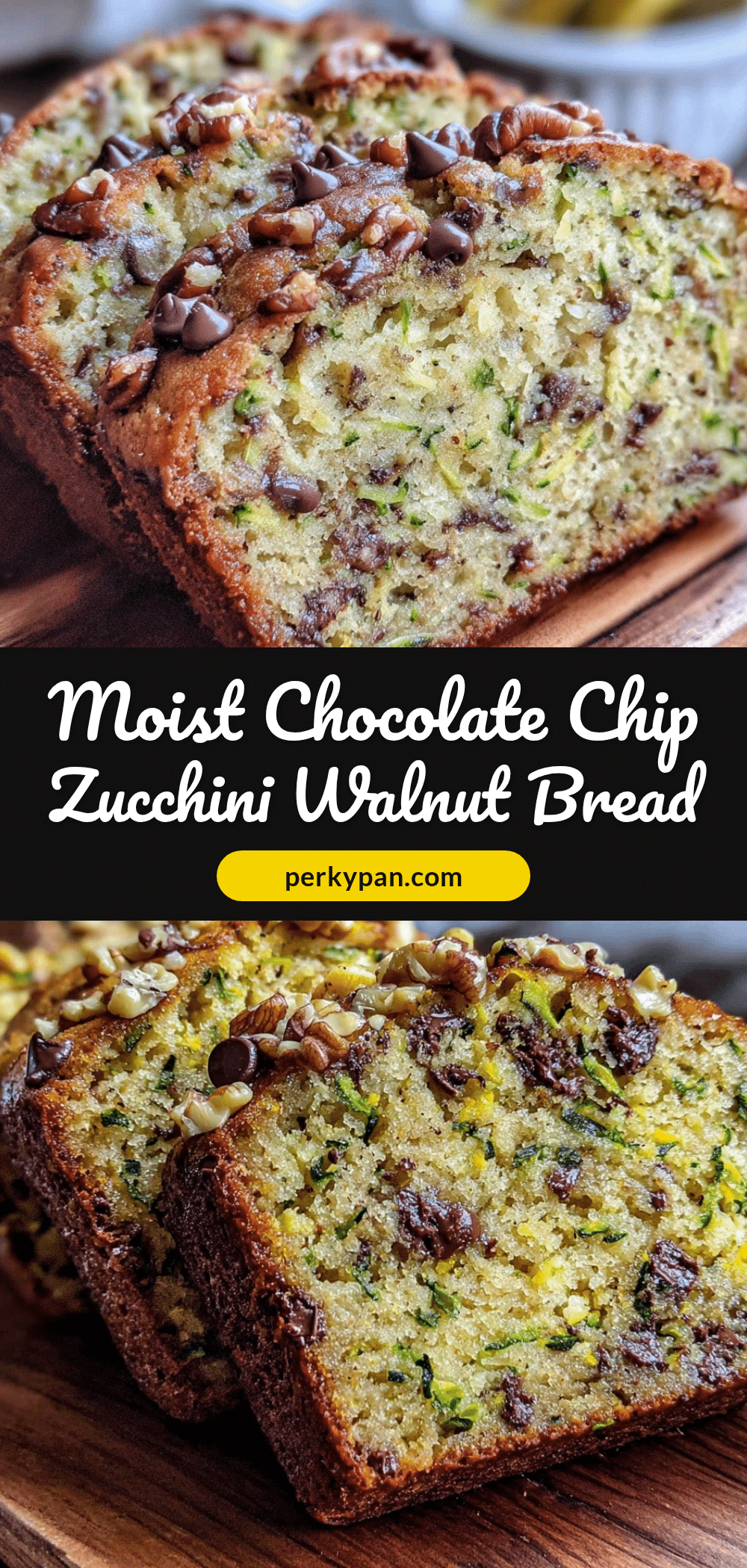 moist homemade chocolate chip zucchini walnut bread recipe