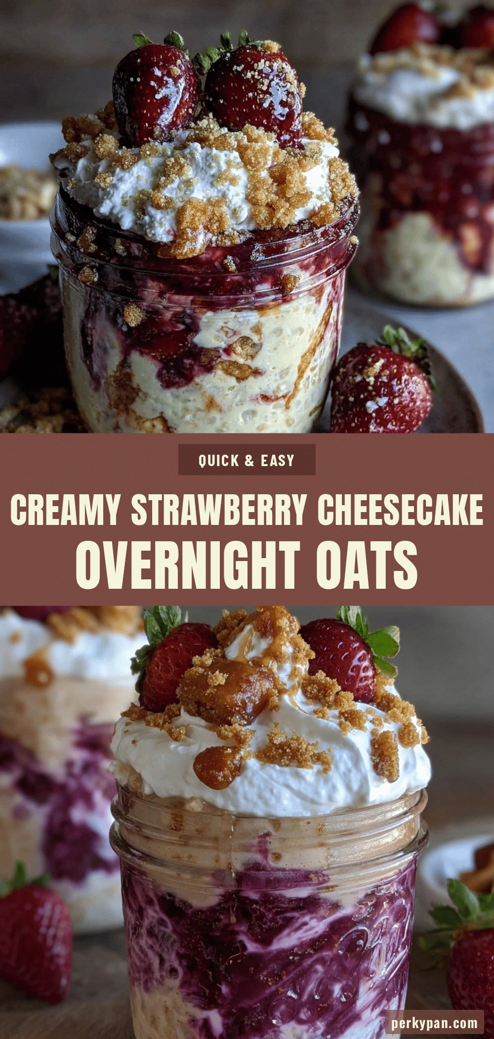 creamy strawberry cheesecake overnight oats recipe