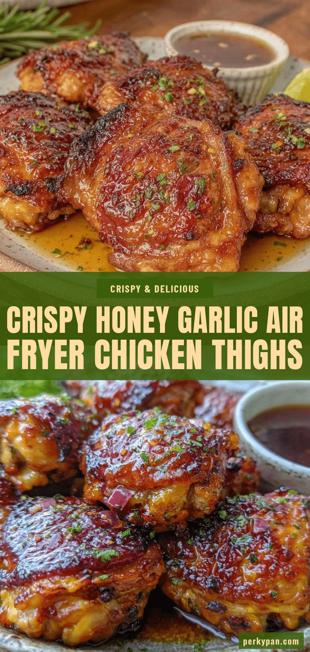 crispy honey garlic air fryer chicken thighs recipe
