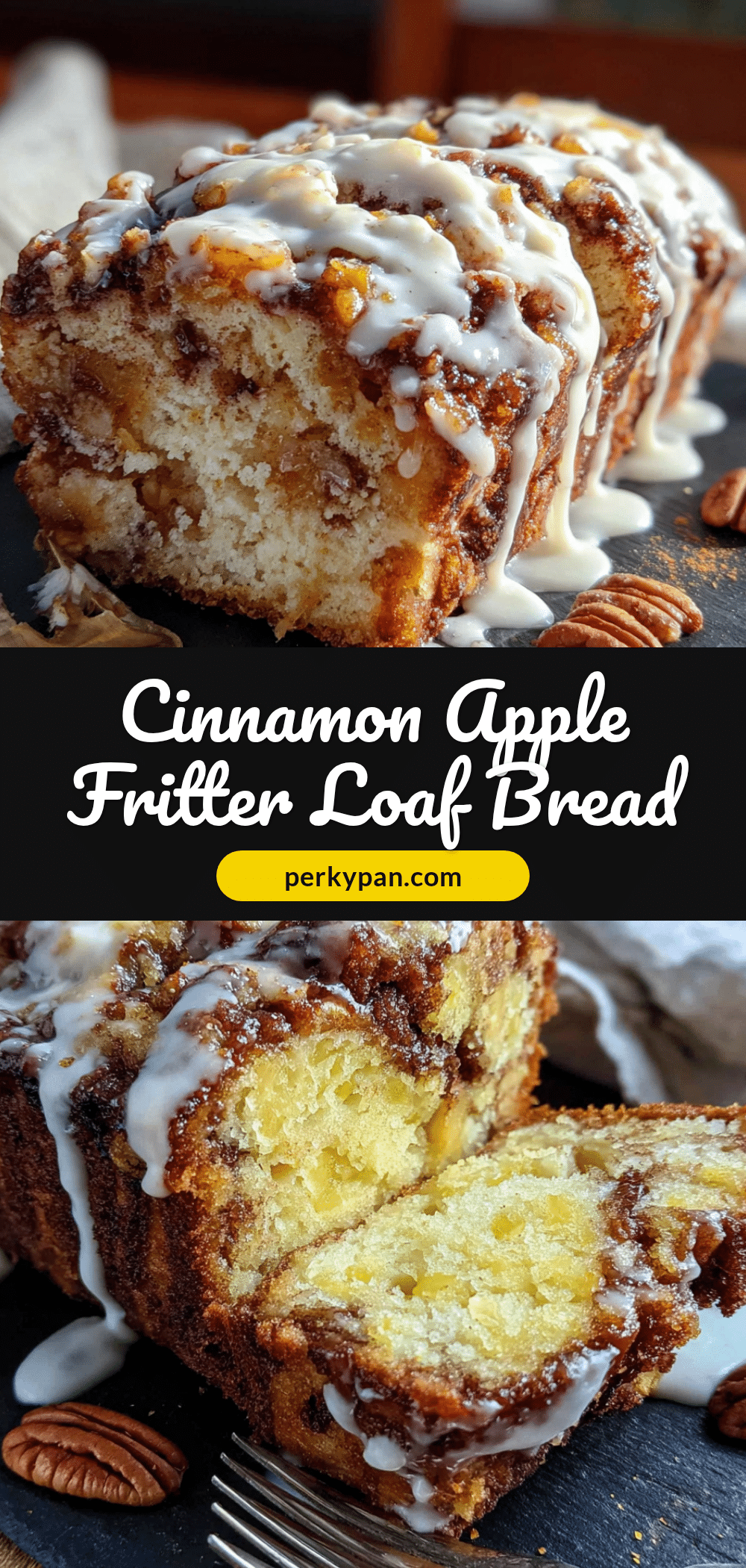cinnamon apple fritter loaf bread recipe