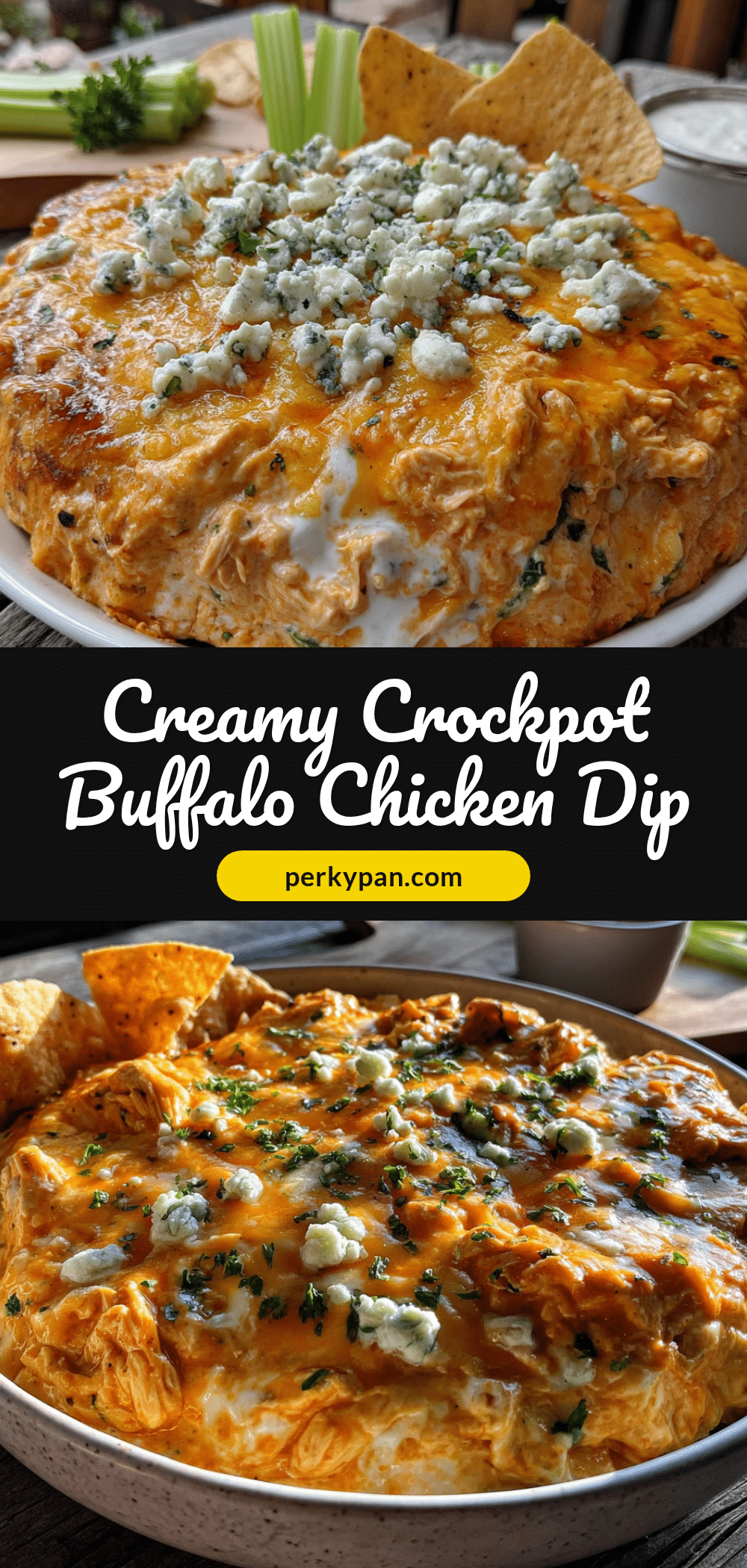 creamy crockpot buffalo chicken dip with blue cheese recipe