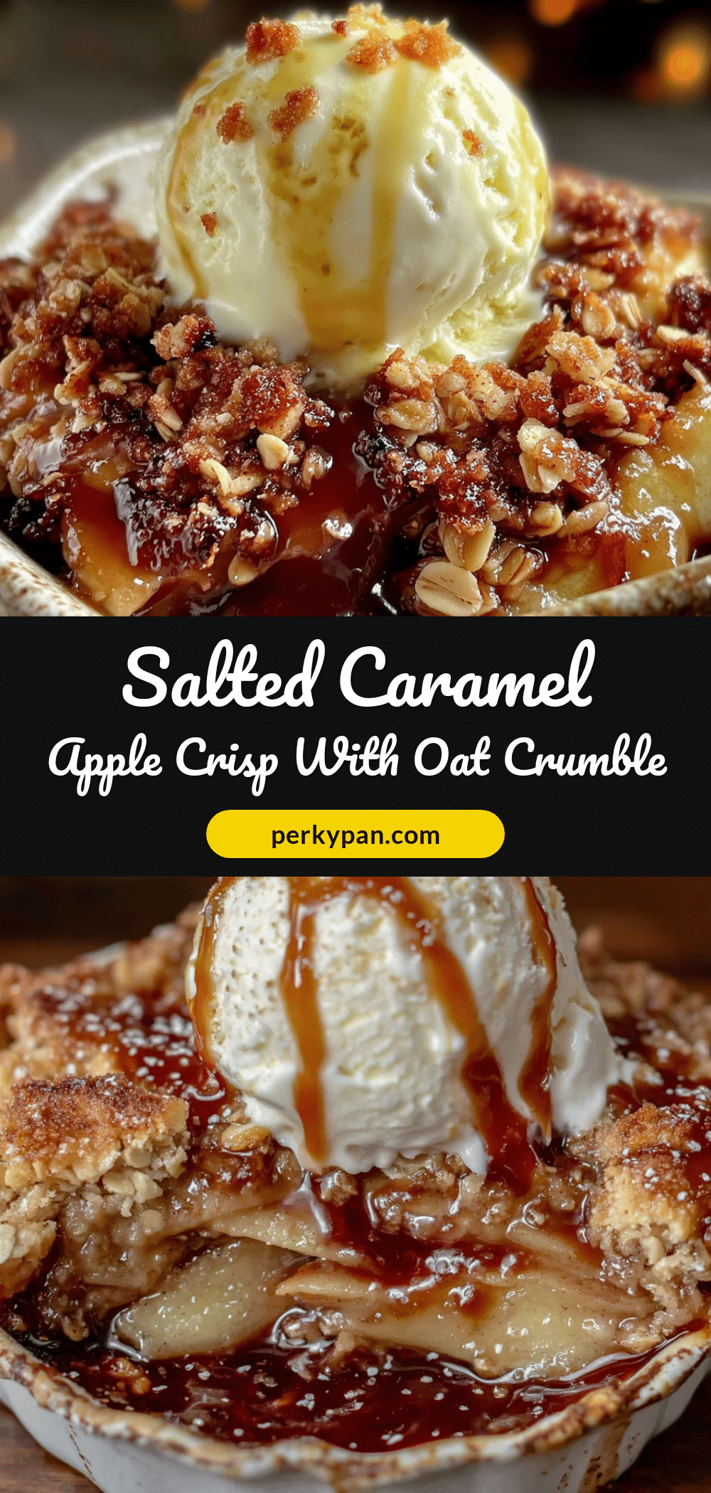 cozy salted caramel apple crisp with oat crumble recipe
