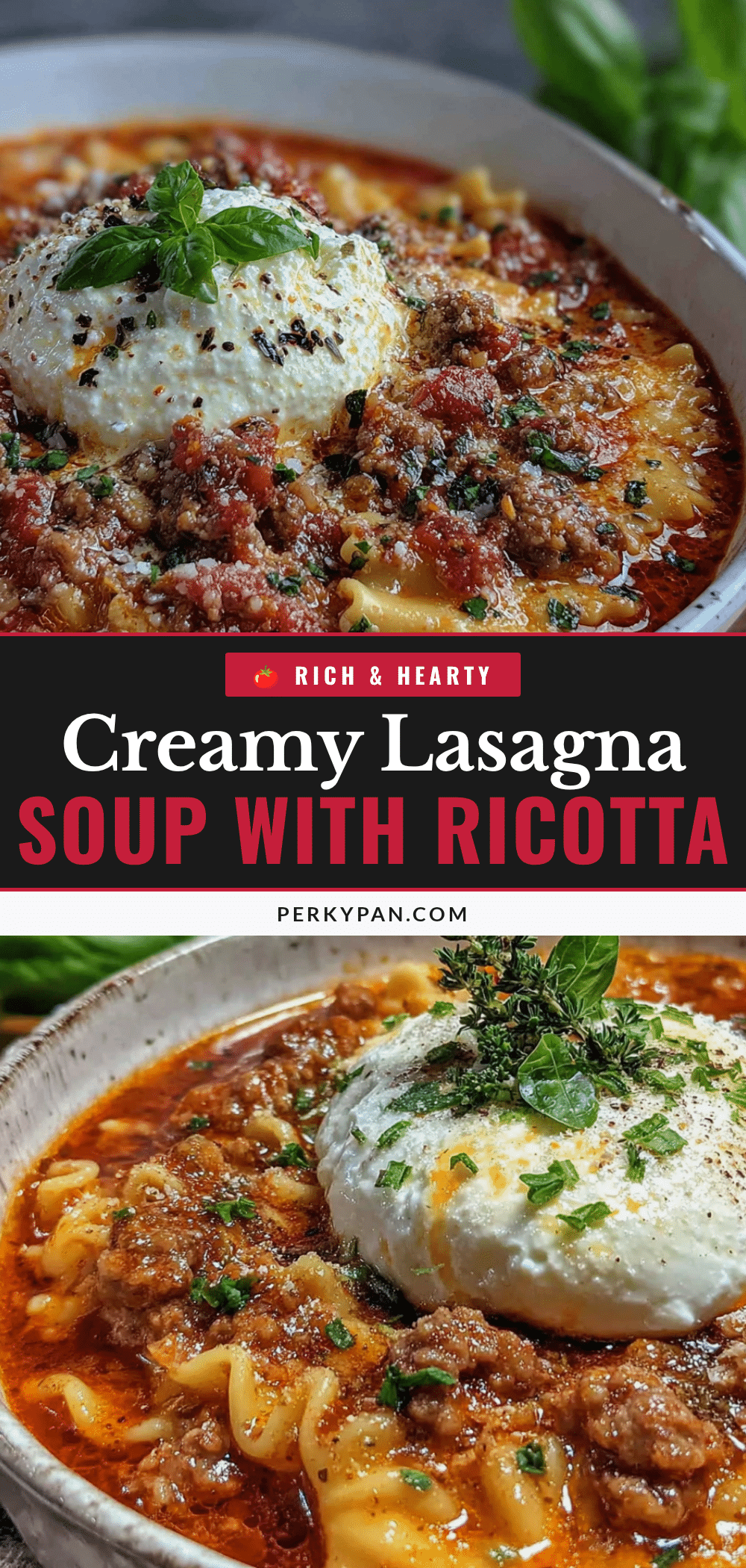 creamy lasagna soup with ricotta dollop recipe