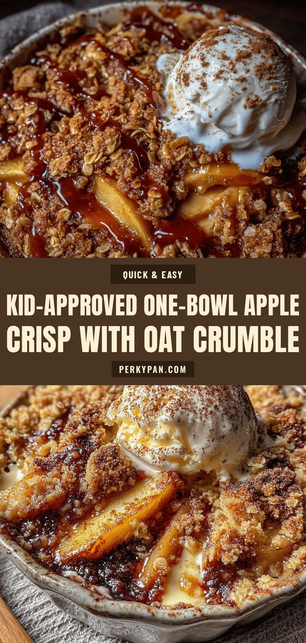 easy kid-approved one-bowl apple crisp with oat crumble recipe