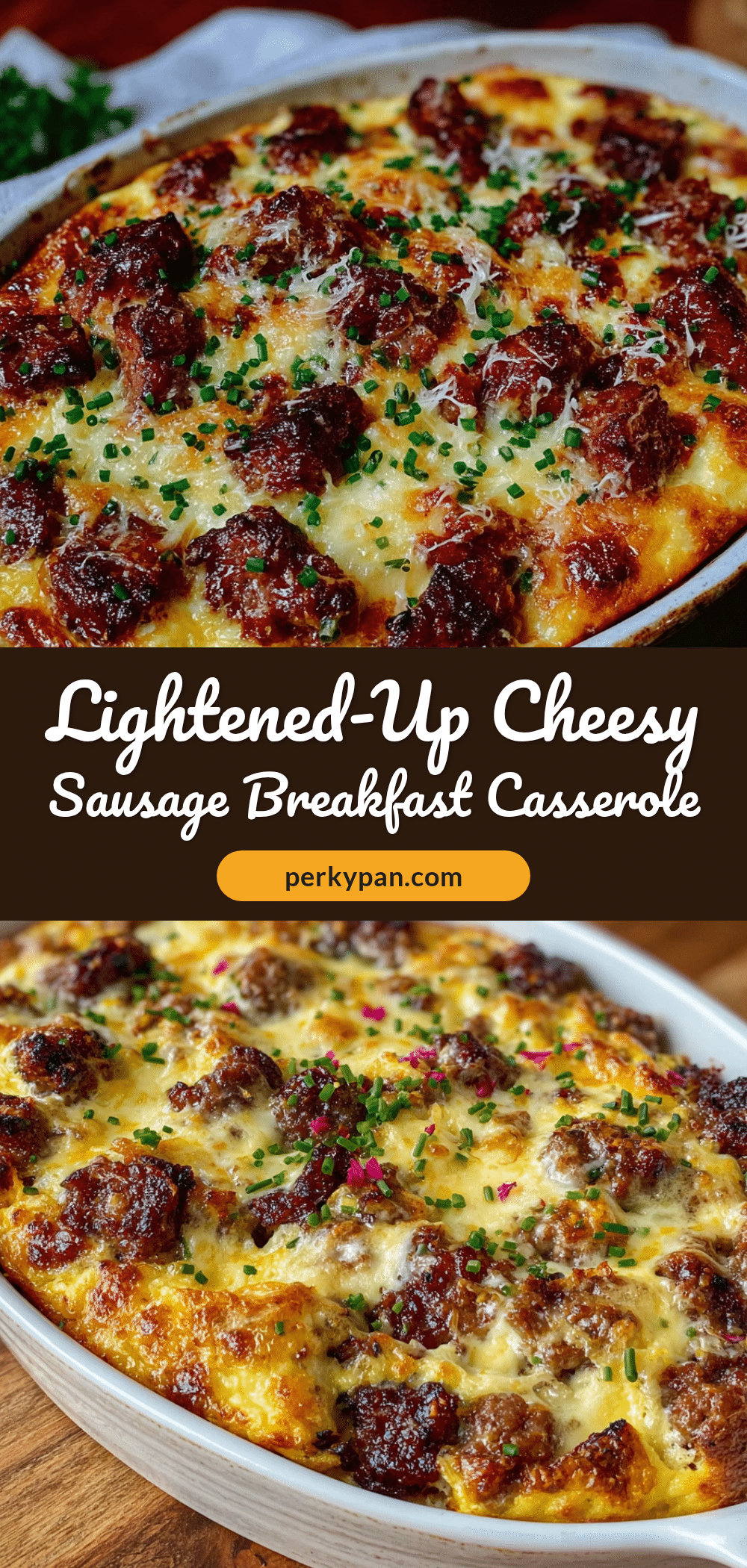 easy lightened-up cheesy sausage breakfast casserole recipe