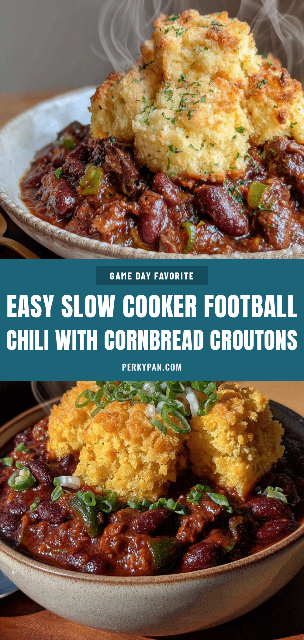easy slow cooker chili with cornbread croutons recipe