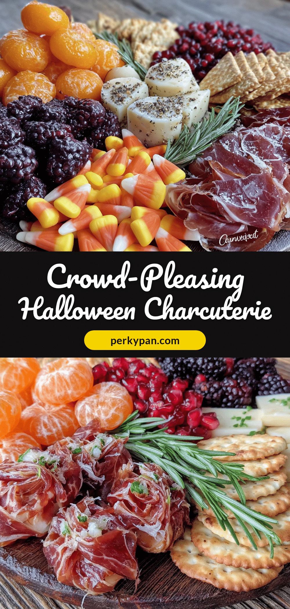 Halloween charcuterie board with candy corn recipe