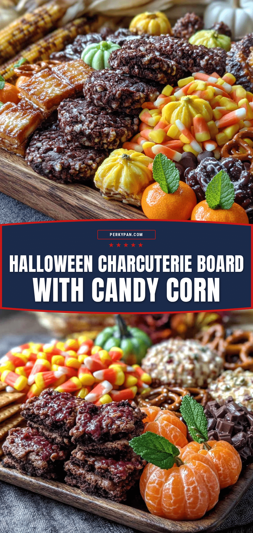 Halloween charcuterie board with candy corn recipe