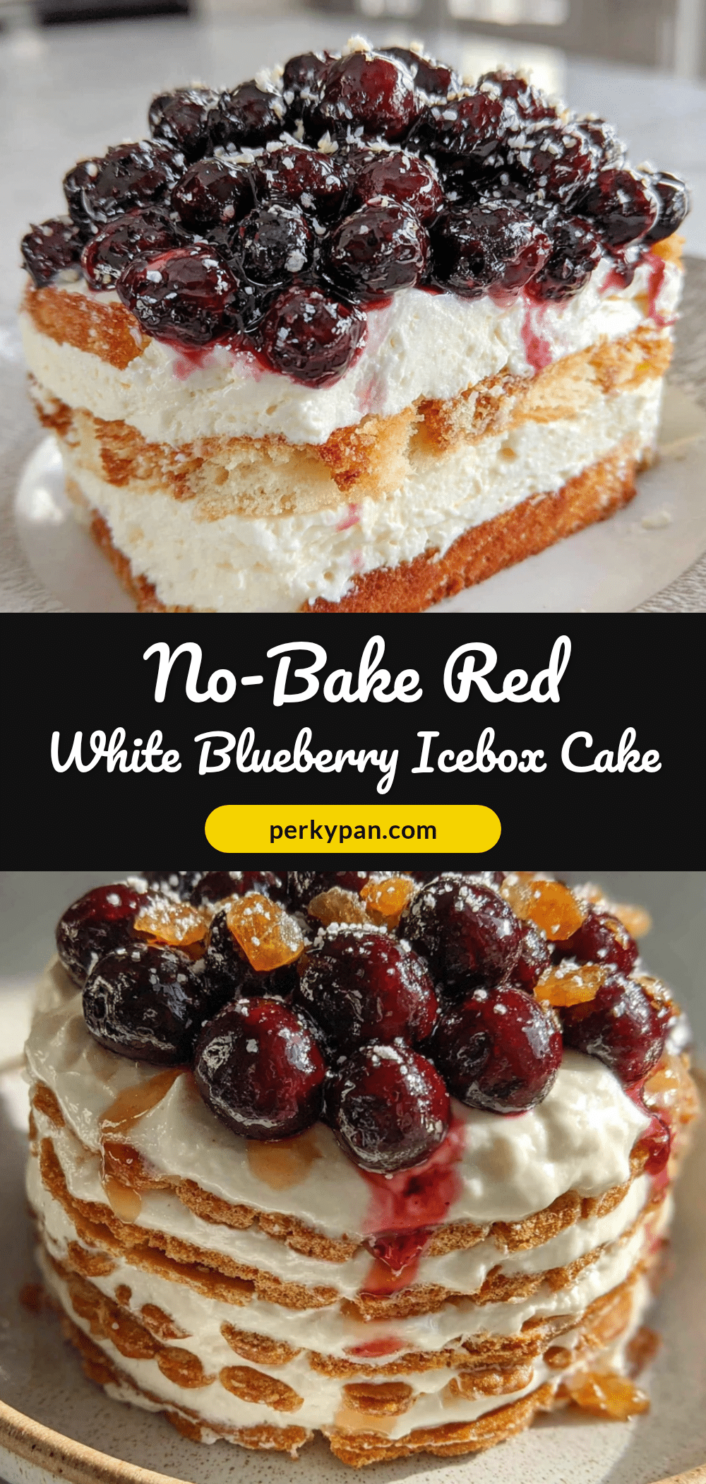 No-Bake Red White and Blueberry Icebox Cake recipe