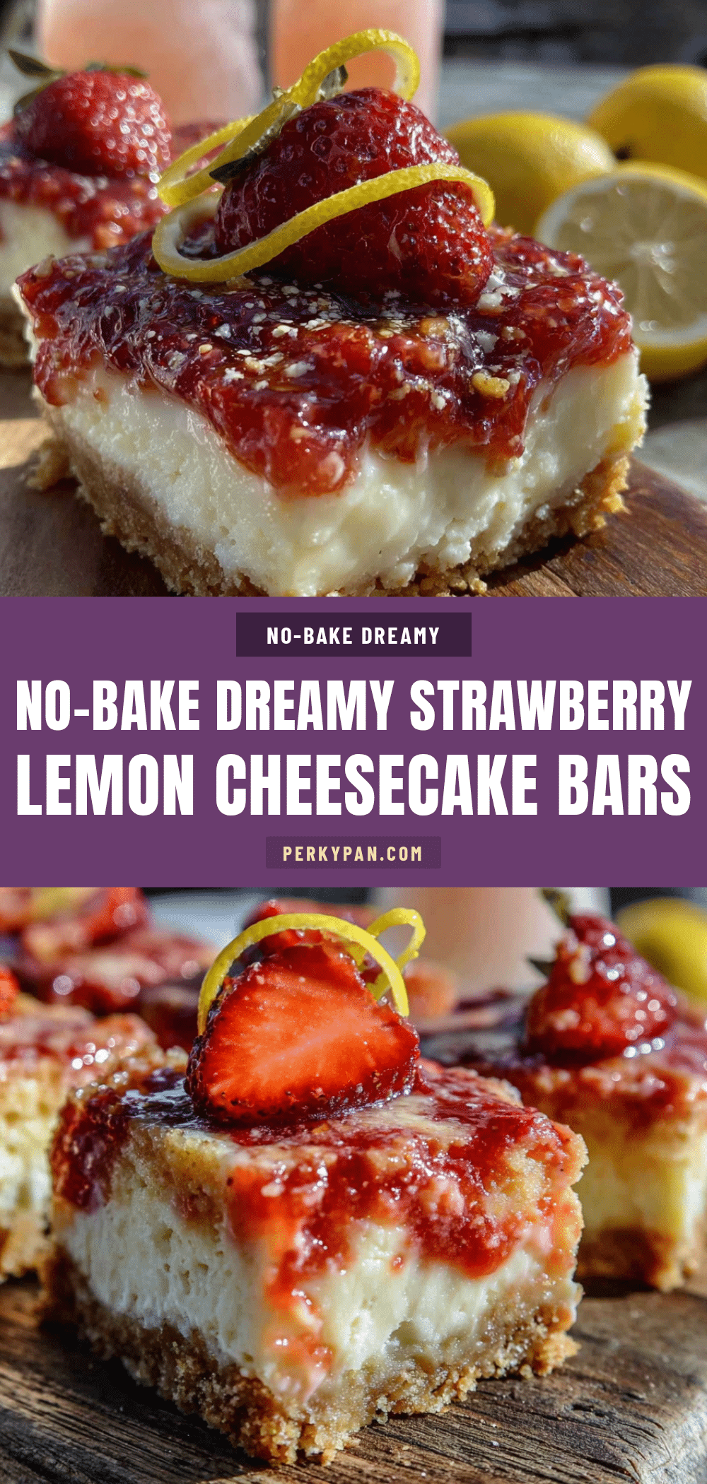 no-bake strawberry lemonade cheesecake bars recipe