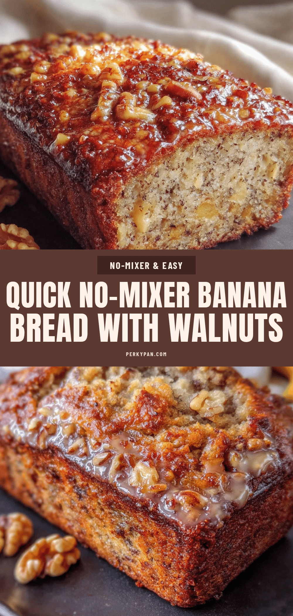 quick no-mixer banana bread with walnuts recipe