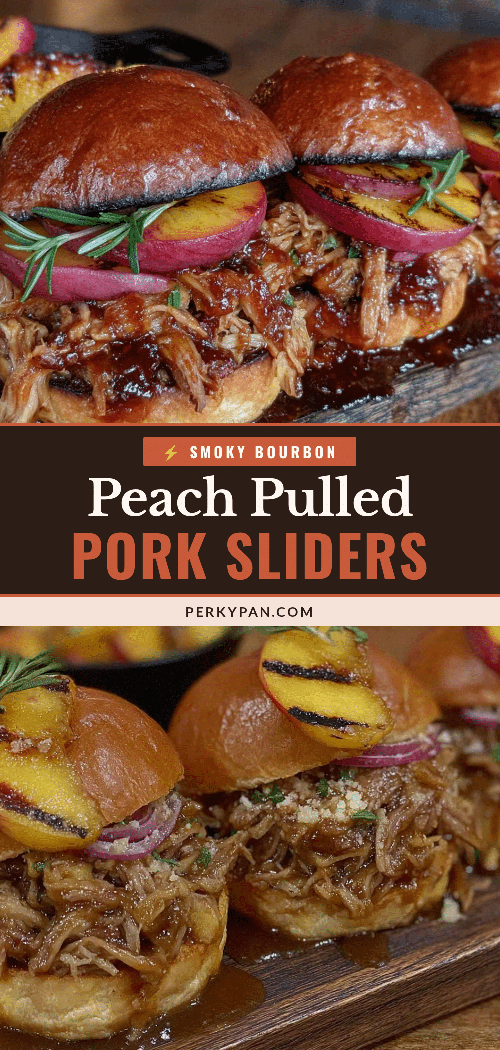 Smoky Bourbon Peach Pulled Pork Sliders recipe