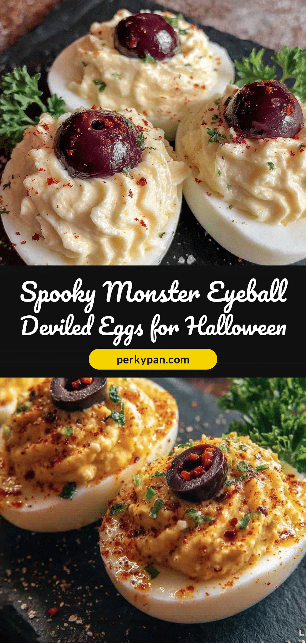 Spooky Monster Eyeball Deviled Eggs recipe