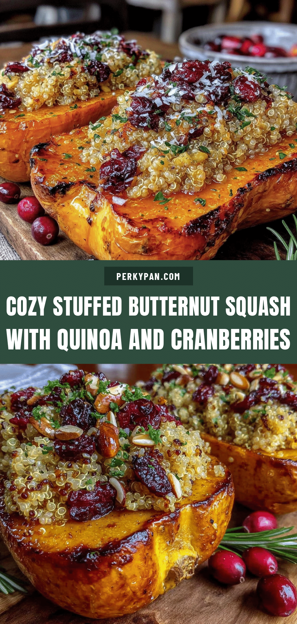 stuffed butternut squash with quinoa and cranberries recipe