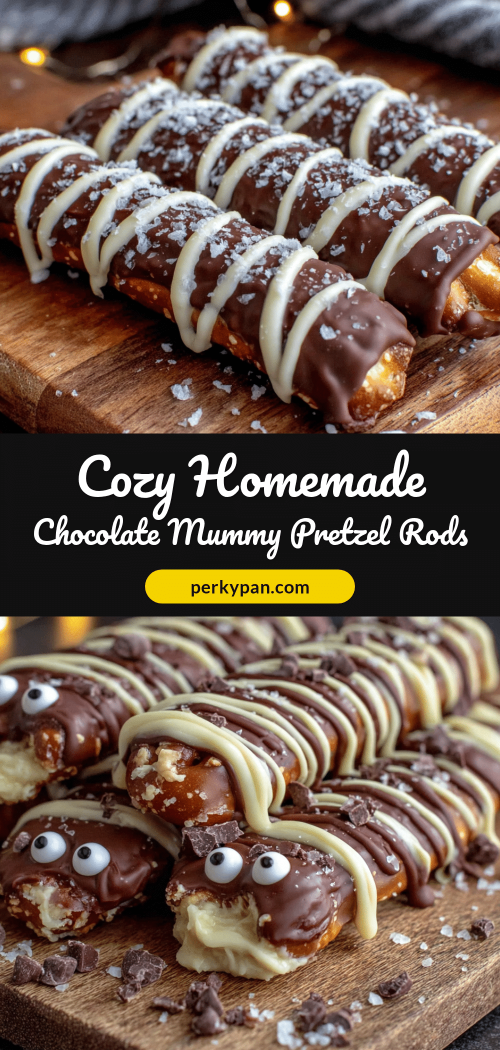 chocolate mummy pretzel rods recipe
