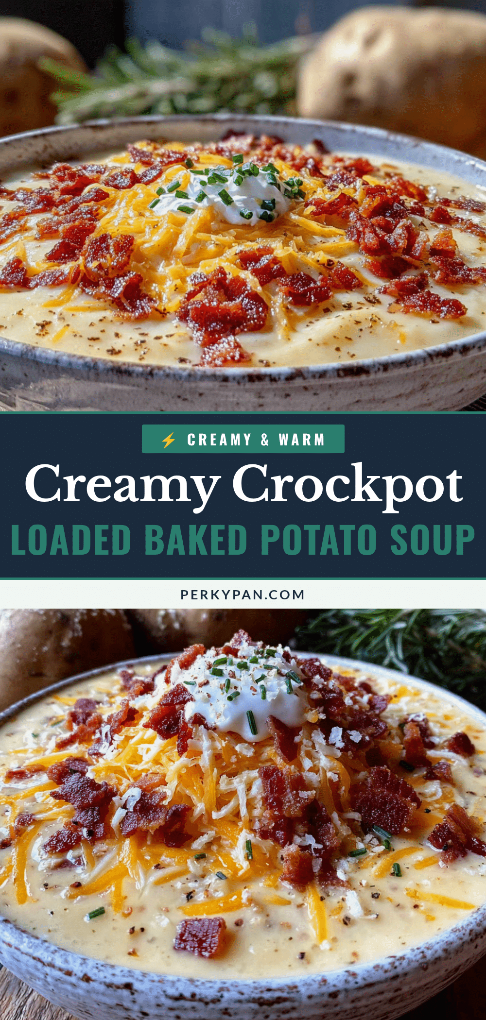 Creamy Crockpot Loaded Baked Potato Soup recipe