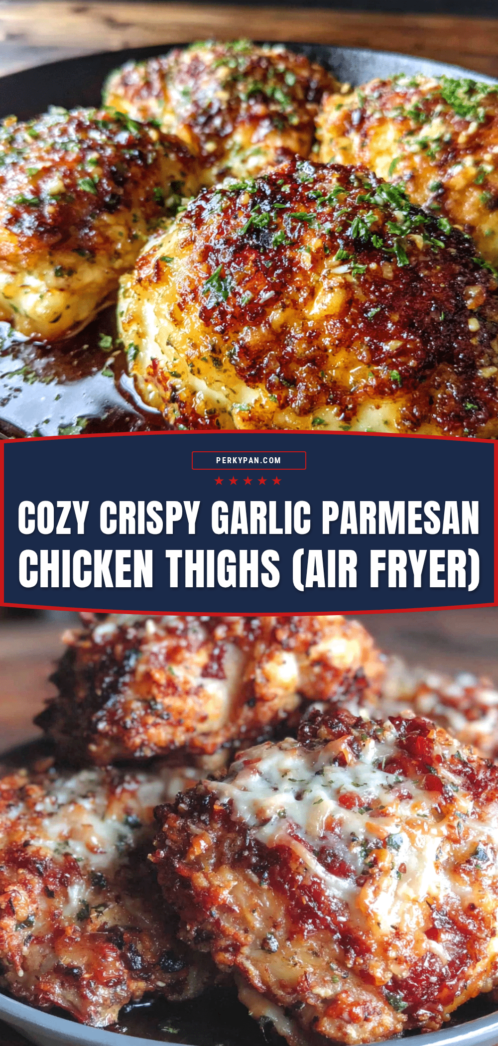 crispy garlic parmesan chicken thighs air fryer recipe