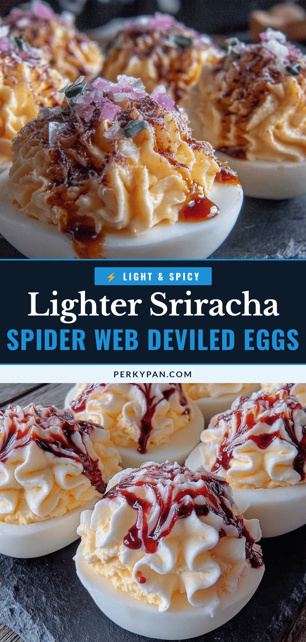 lighter sriracha spider web deviled eggs recipe